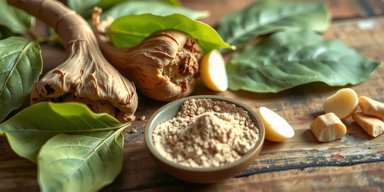Ashwagandha root and leaves