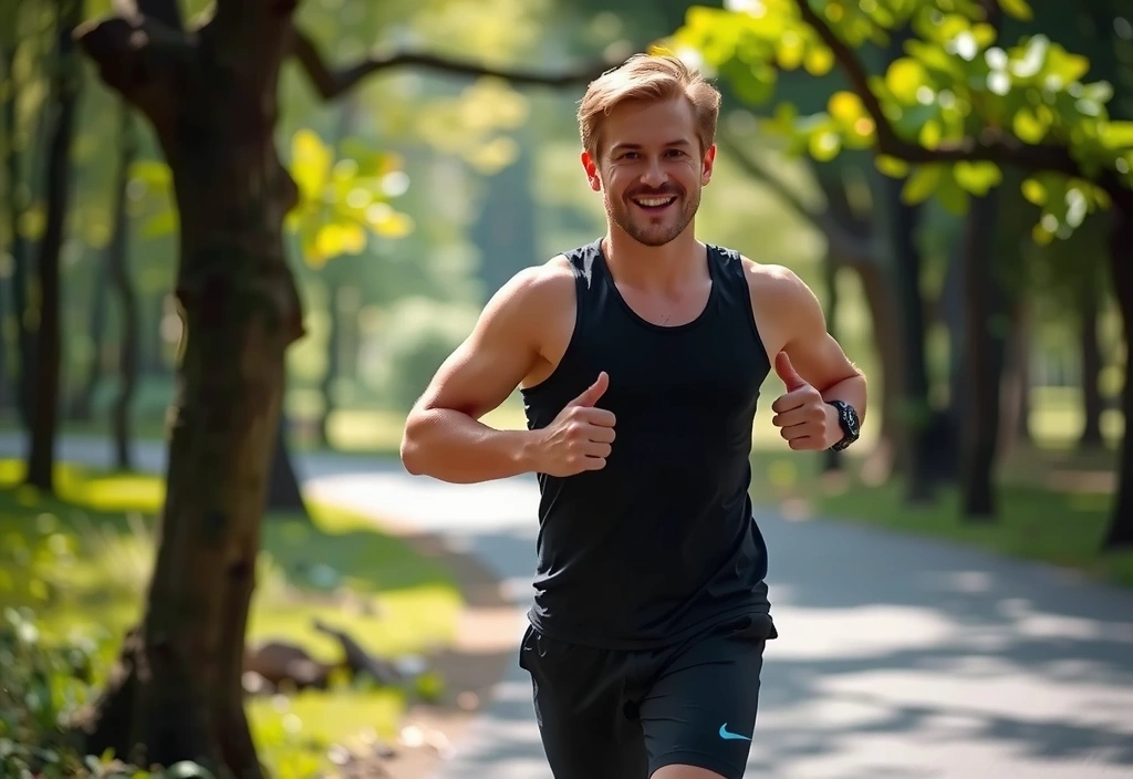 A strong, vital man in a natural setting, symbolizing vitality
