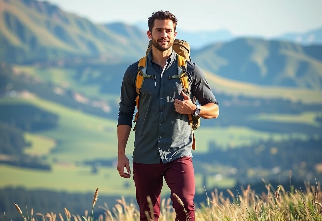 Man hiking in nature, embodying natural vitality