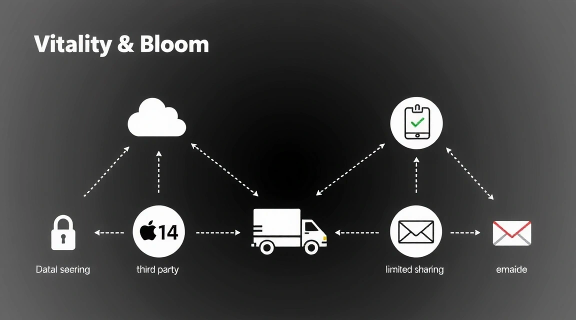 Abstract representation of data sharing with secure connections to third parties